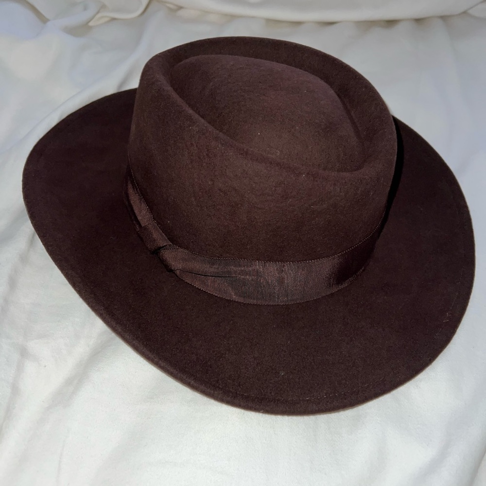 ASOS Design Wide Brim Pork Pie Hat - Brown Chocolate - size M